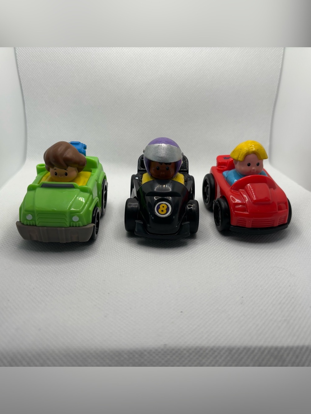2/15$ 🦊 Lot Of 3 Fisher Price Little People Wheelies - Tow Truck, Race Car, & Ed